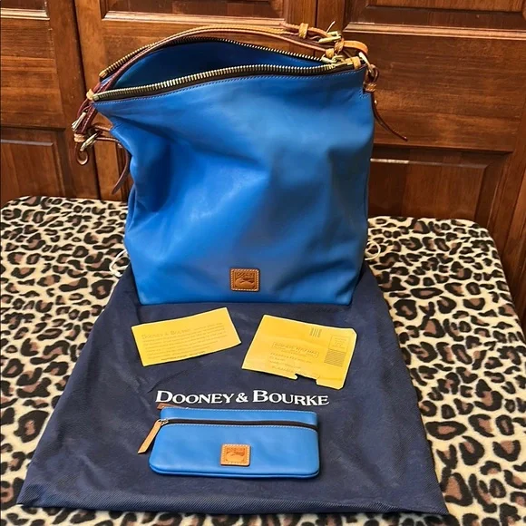 Dooney & Bourke Wexford Leather McKenzie Blue Hobo Bag w/matching wallet. NWOT - Picture 3 of 7